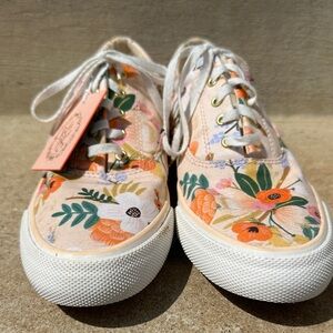 Keds x Rifle Paper Co. Floral Canvas Sneakers in Peach, Green & Orange